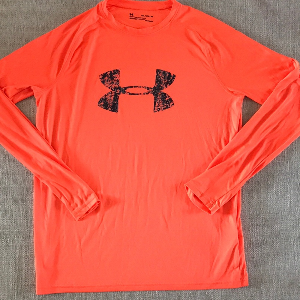 UnderArmour Orange Long-Sleeve HeatGear Shirt, Camo logo